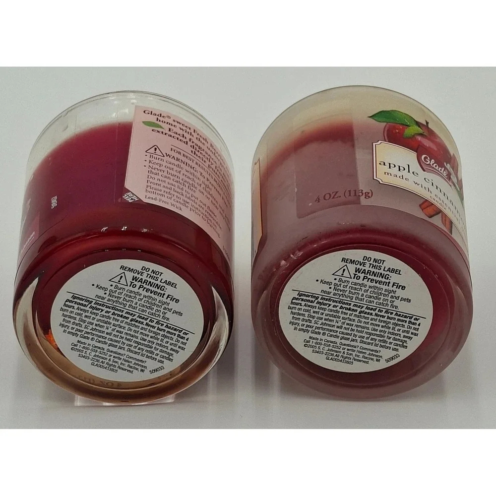 Glade Candle Set 4oz Apple Cinnamon & Fresh Berries Wild Raspberry Essential Oil